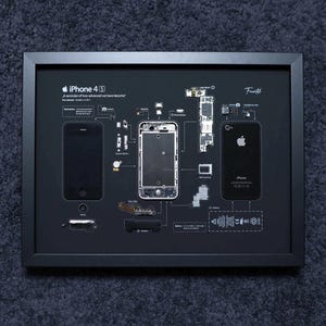 Framed iPhone 4S - Retro Tech Wall Art - Matte Black Background