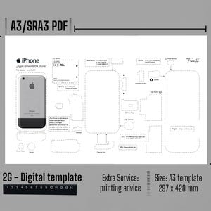 iPhone 1st Gen (2G) Disassembled Template - Printable Teardown Poster - Digital DIY Wall Art - PDF Download (2 Color Versions)