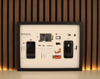 Framed iPhone 3G - Retro Tech Wall Art - White Background