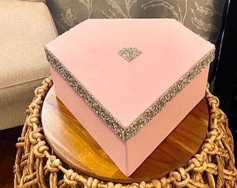 Handmade Velvet Diamond Gift Box, Rhinestone Keepsake Box (L25.5xW32xH12cm)