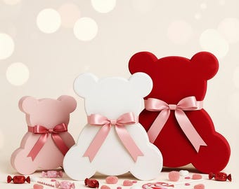 Handmade Velvet Teddy Bear Gift Box, Customizable Keepsake Box (L61xW54xH12cm)