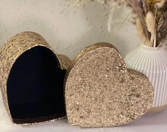 Handmade Glitter Heart Gift Box | Velvet Interior, Satin Bow