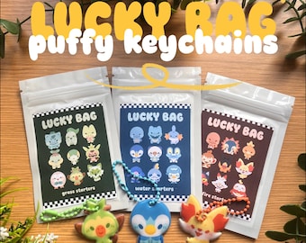 LUCKY BAG Puffy Keychains | Grass, fire & water starters