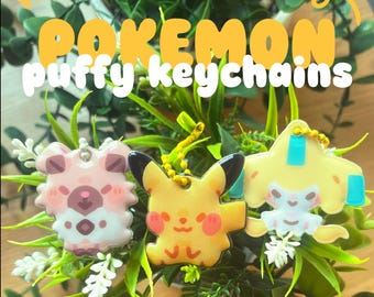 Puffy Keychains | Pikachu, Jirachi & Rockruff