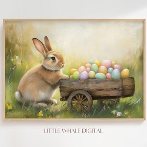 Art mural imprimable lapin de Pâques, Art mignon lapin de printemps, impression d&#39;oeufs de Pâques, décoration de printemps, cadeau d&#39;art saisonnier, téléchargement numérique