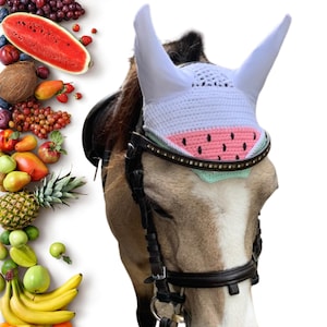 Custom - Watermelon Fly Veil / Fly Bonnet / Horse Ear Bonnet - All Sizes