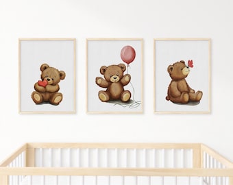 Teddy Bear Nursery Decor - Handmade Watercolor
