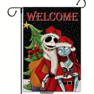 Jack & Sally Christmas Garden Flag
