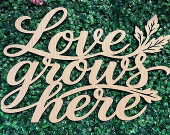 Love Grows Here Wooden Sign Family Name & Wedding Backdrop Decor