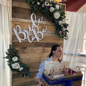 Bridal shower backdrop, Wedding Backdrop, Wedding Bar Sign, bride to be backdrop, bridal shower photo prop frame, bridal shower decor