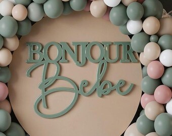 Bonjour Bebe Wood Sign: French Baby Shower Backdrop