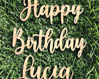 Custom Happy Birthday Sign: Wooden Name Party Backdrop Cutout