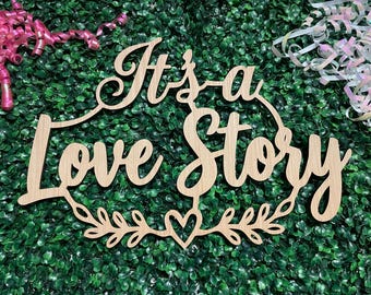 Es una historia de amor para decoración de pared de fondo para despedida de soltera o baby shower, pancarta decorativa para centro de mesa de fotomatón con temática de libro de madera