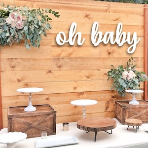 Oh Baby name sign, wood baby shower sign, Style 113, oh baby shower, Photo Booth, baby shower decor, baby reveal image 1