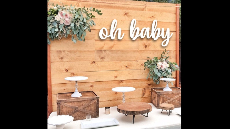 Oh Baby name sign, wood baby shower sign, Style 113, oh baby shower, Photo Booth, baby shower decor, baby reveal image 1