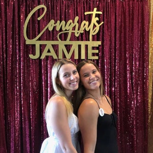 Congrats Grad Name Sign, Wood Graduation Photo Prop