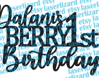 Letrero de primer cumpleaños de Berry, decoración de fondo de madera sin acabado