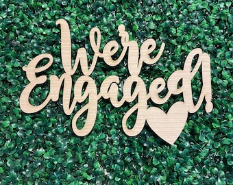 We’re engaged wood engagement announcement sign , we are engaged, 17 x 26 inch unfinished 5 mm thick plywood