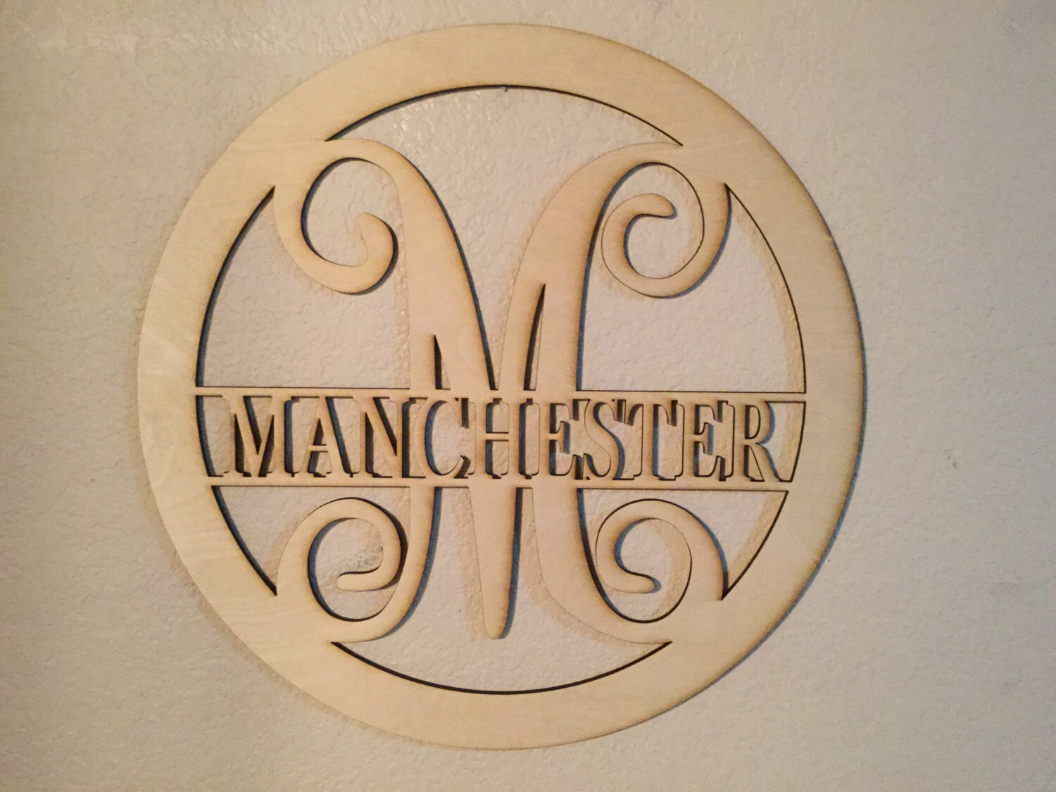 Unfinished Wood Name Monogram Circle Frame Vine Letter 17.5 diameter …