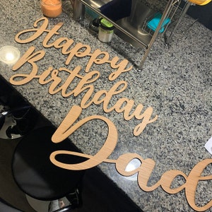 Happy Birthday Banner, Happy Birthday Sign, Happy Birthday, includes 3 or 4 words 10 x 26 inch max, Birthday Party Sign, Unfinished Wood