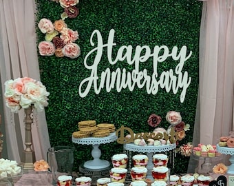 Happy Anniversary Sign , Anniversary unfinished wood sign, Anniversary decor, Anniversary backdrop