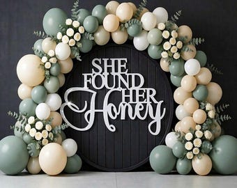 She Found Her Honey Wood Sign Bridal Shower Party Backdrop Decoration