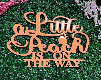 A Little Peach Is On The Way Sign Custom Baby Shower Decor