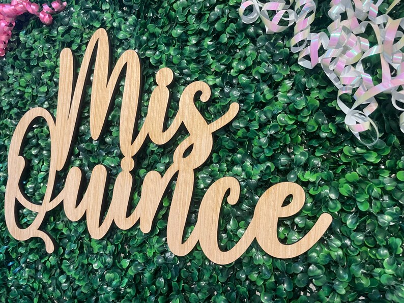 Mis Quince Sign Quinceanera Backdrop Wood Cutout Fifteenth Birthday Party Decor afbeelding 11