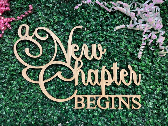 A New Chapter begins Sign for Bridal Shower or Baby Shower backdrop wall decorations, Wooden book theme photo booth centerpiece banner decor