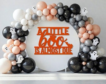 A Little Boo Is Almost Due Wood Sign Halloween Baby Shower Backdrop