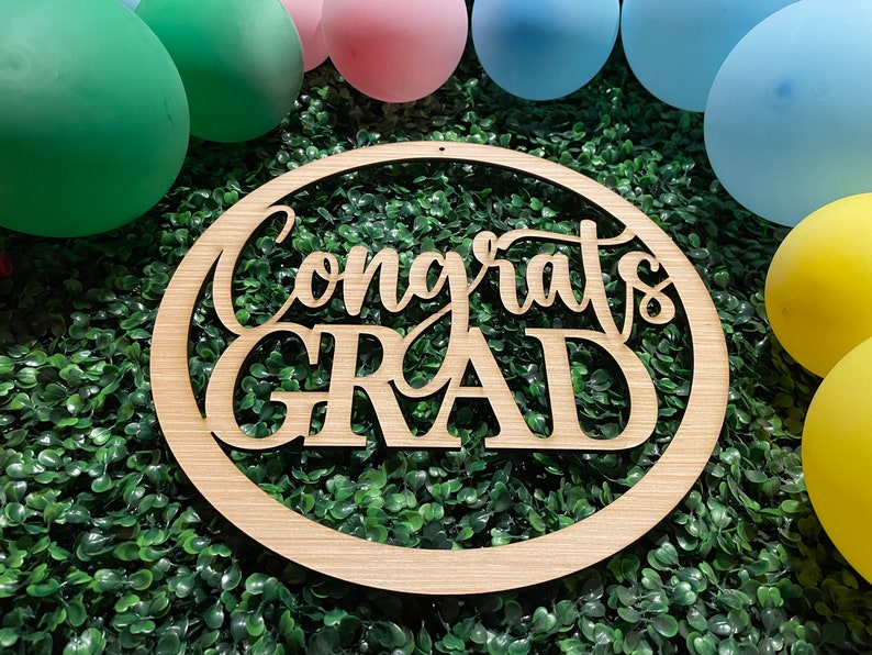 Congrats Grad Unfinished Wood Sign in Circle Frame - Etsy