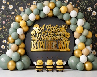 Wildflower Baby Shower Backdrop Little Wildflower Is On Her Way Sign