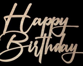 Pancarta de Feliz Cumpleaños, Letrero de Feliz Cumpleaños, 43 cm de alto x 66 cm de ancho, Estilo 74, Letrero de Madera Sin Acabado para Fiestas, Colgador de Puerta, Fondo para Fiesta de Cumpleaños