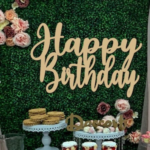 Birthday Banner, Happy Birthday, Happy Birthday Sign, , Style #BLU , Wall Decor, Birthday Party Sign, Party Backdrop, Unfinished Wood Only