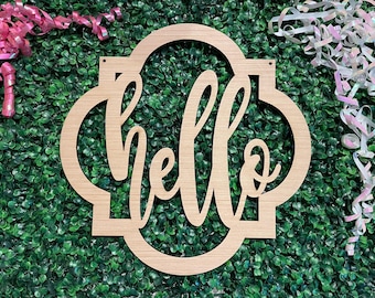 Hola letrero de madera