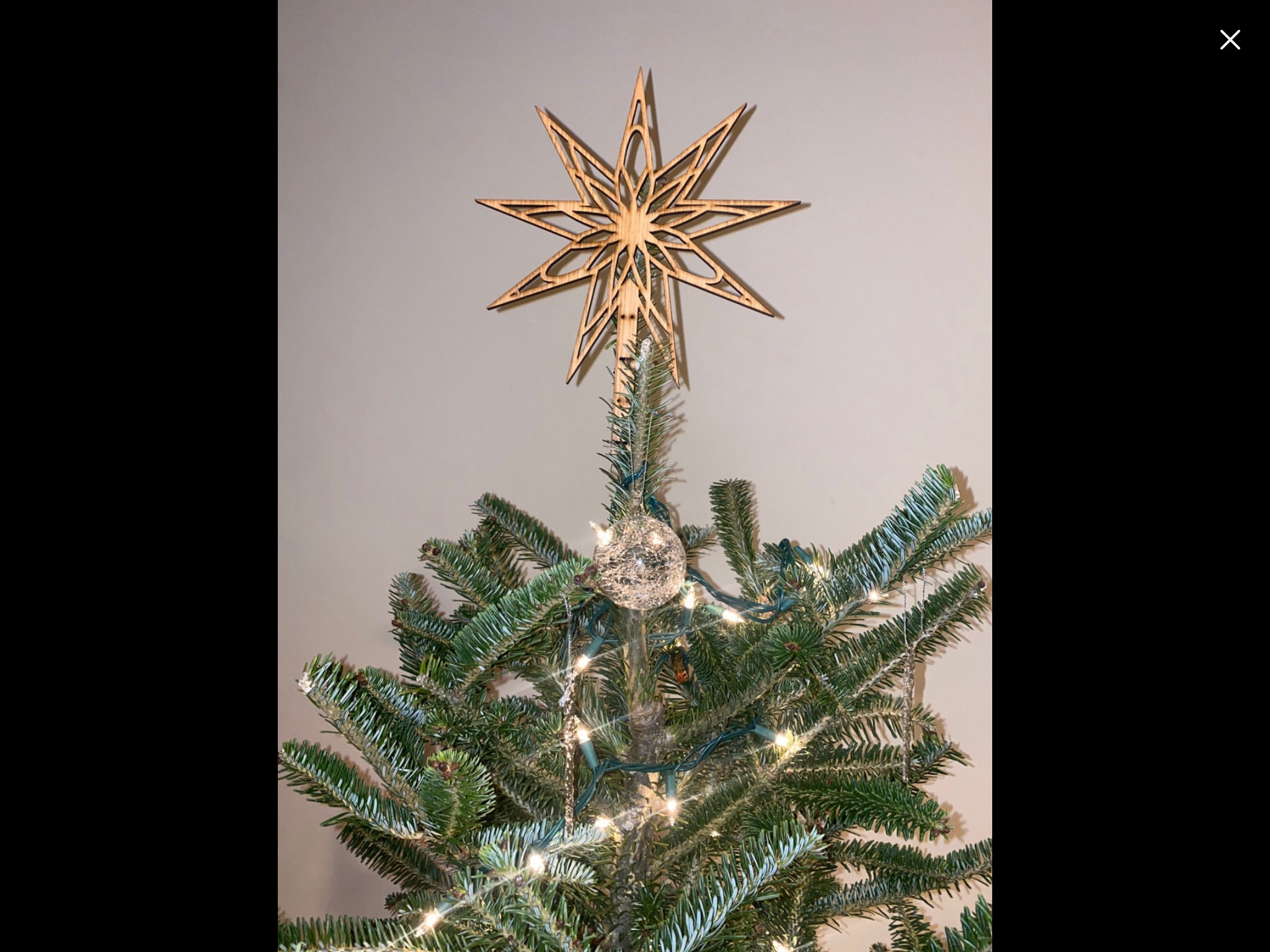 Christmas tree topper Geometric Star wood finish Laser Cut Etsy
