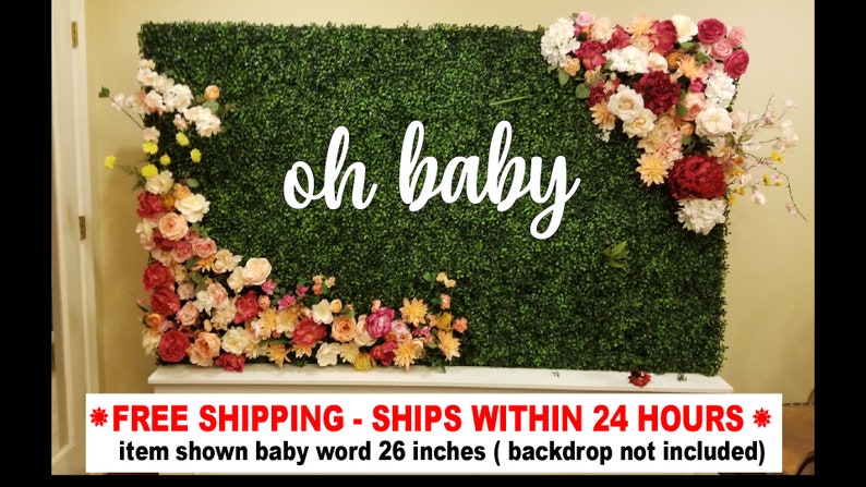 Oh Baby name sign, wood baby shower sign, Style 113, oh baby shower, Photo Booth, baby shower decor, baby reveal image 2