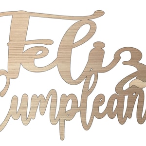 2 piezas Feliz Cumpleaños , Español Feliz Cumpleaños Signo 17 pulgadas de alto x 26 pulgadas , Colgador de puerta, Decoración de la pared, Fiesta de cumpleaños Madera inacabada