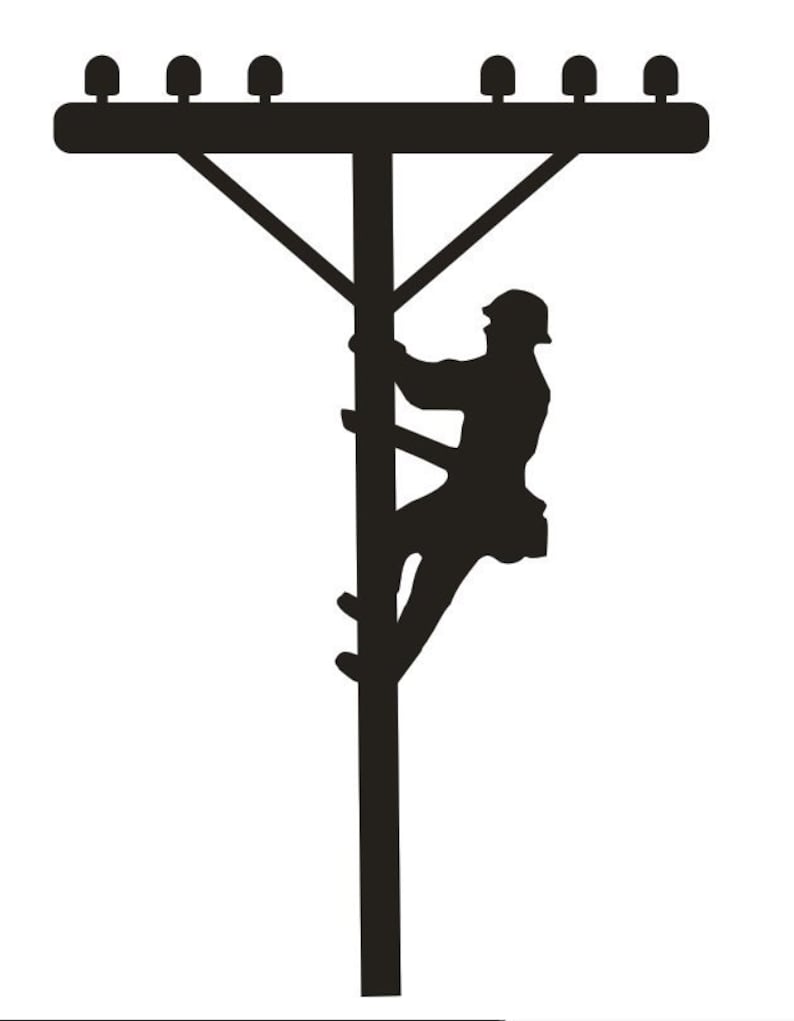 Unfinished Wood Power Lineman on pole 20 inch tall image 0