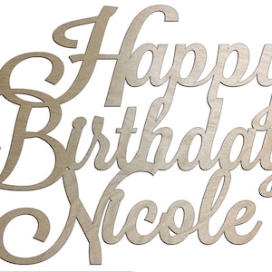 Unfinished Wood Happy Birthday with Name Personalized 17.5 x 23 inch