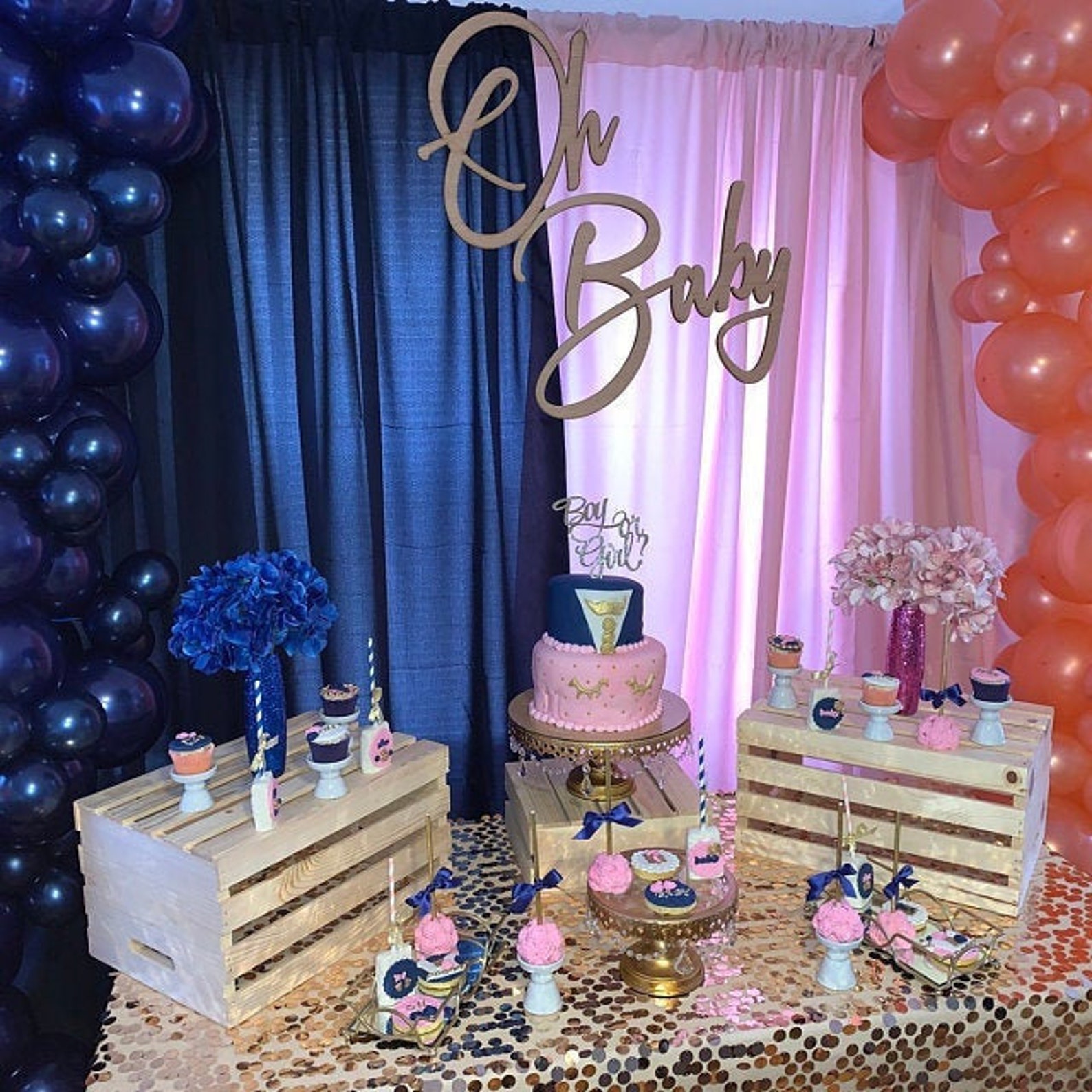 Baby Shower Oh Baby Sign Baby Shower Sign Oh Baby Wooden Etsy