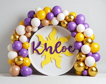 Custom Name Sun Sign Two Piece Layered Wood Princess Party Decoration