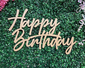 Happy Birthday Sign 26-Inch Large Party Backdrop Cutout Connected Script