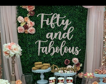 fabulous 50th Birthday Party backdrops adults woman Photography background rose pink gold floral event banner photo shoots booth filming pictures back drops cake table decorations mural curtains 8x6ft