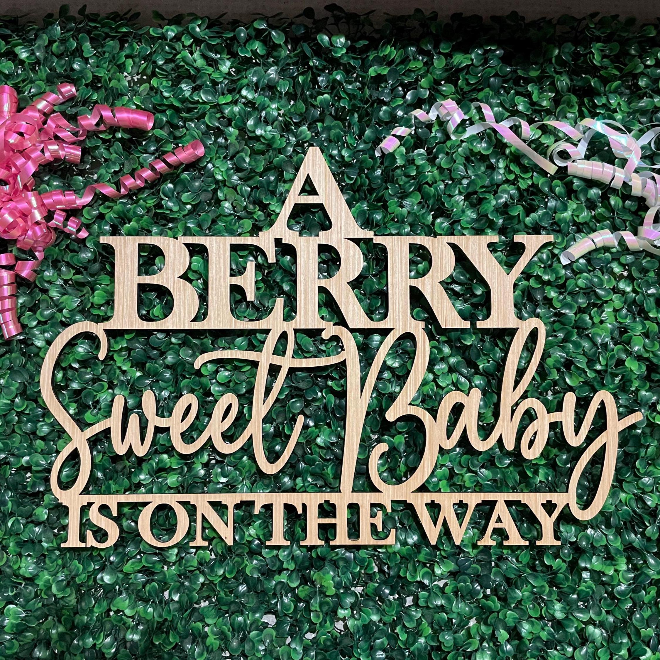 A Berry Sweet Baby is on the way sign , Baby Shower Backdrop Sign, Teddy Bear Baby Shower