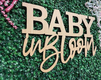 Letrero de madera "Bebé en flor": Fondo floral para baby shower
