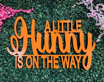 Classic Honey Baby Shower Wood Sign Hunny Is On The Way Wall Decor