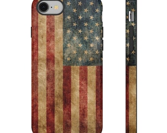 Tough Cases, Patriotic American Flag Phone Case, USA Flag iPhone Case, Military Phone Cover, Veteran Gift, Stars and Stripes Phone Protector