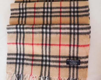 Vintage Burberry Camel 100%cashmere Scarf in Excellent Condition