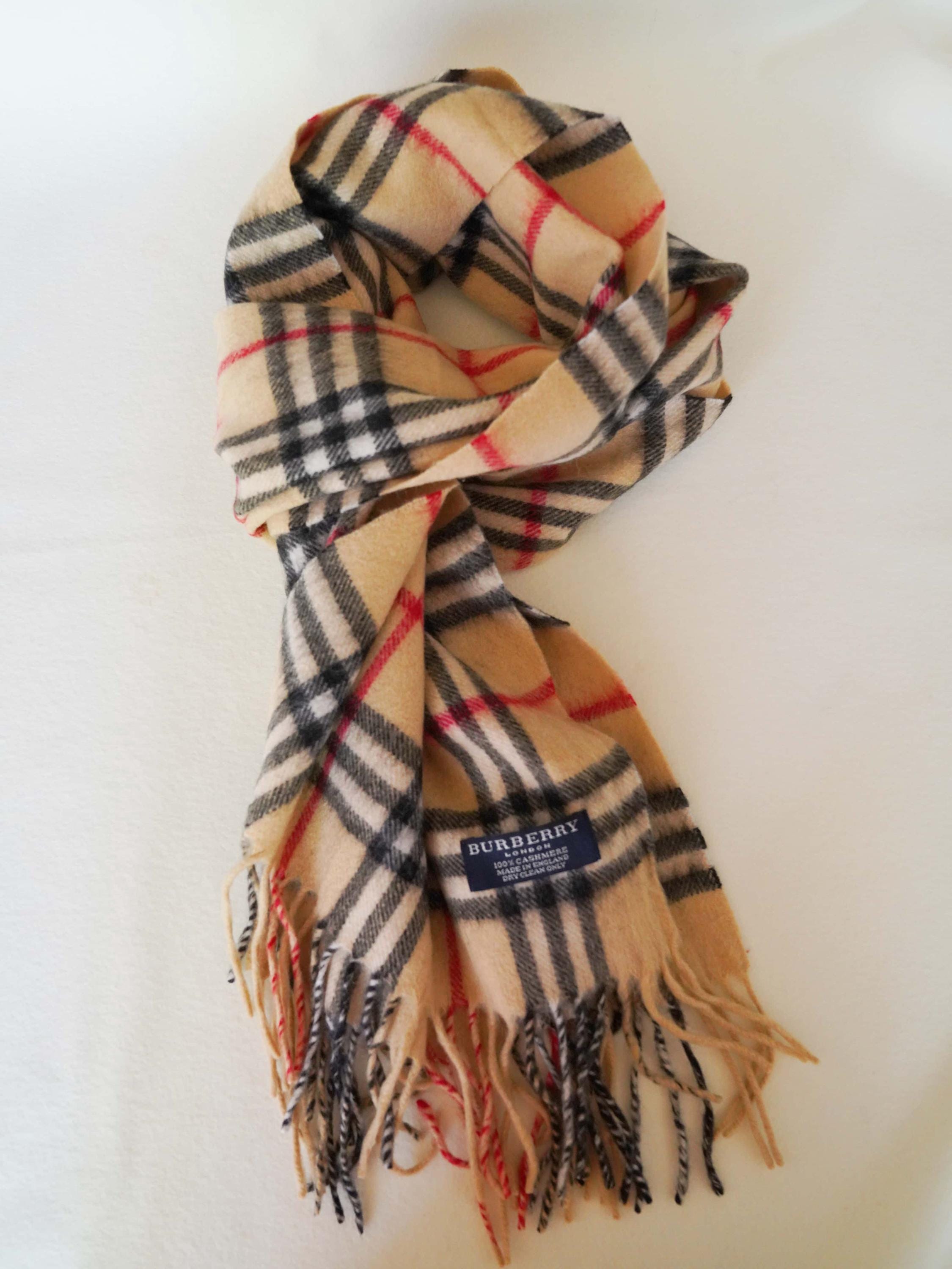 Vintage Burberry Camel 100%cashmere Scarf in Excellent Condition
